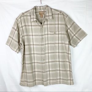 Bruno Linen Cotton Plaid Button Down Shirt sz L